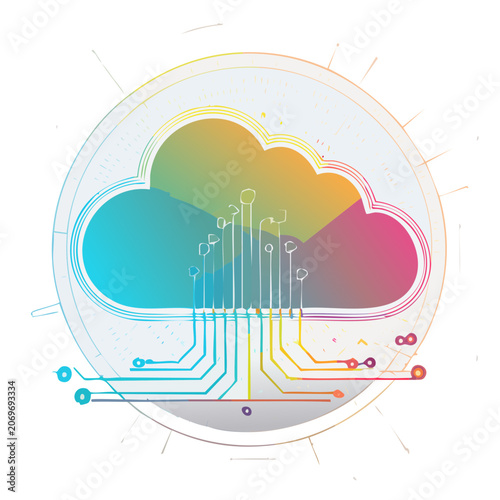 Cloud Computing Network Circuit Vector Illustration