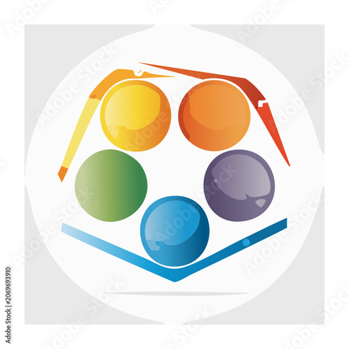 Abstract colorful circles representing teamwork and connection