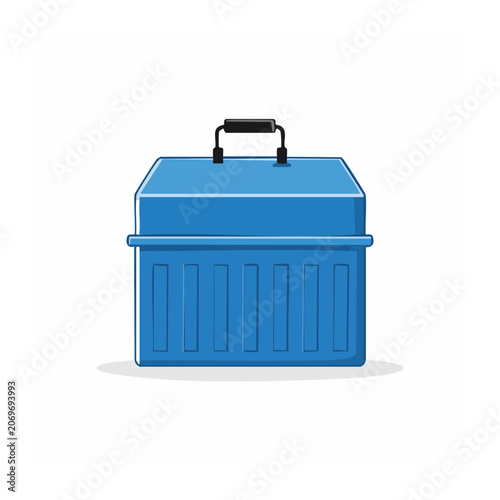 Blue Plastic Storage Crate with Handle
