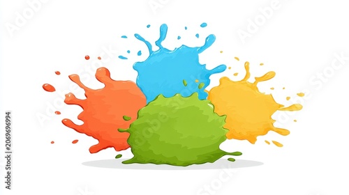 Colorful paint splashes in vibrant hues creating a dynamic effect