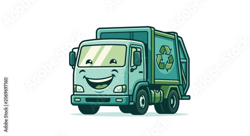 happy garbage truck cartoon