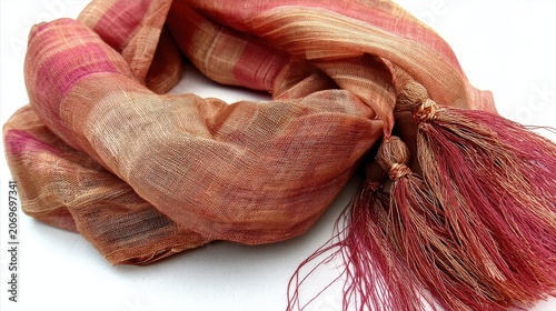 Elegant Silk Scarf with Rich Textures and Vibrant Color Palette