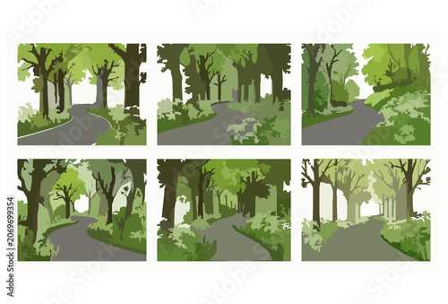 Tablou pe pânză Collection of Dutch Spring Roads with Cow Parsley Flowers and Tree Lined Paths V