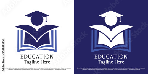 Education book logo design illustration vector. Highs chool academy silhouette. Education symbol icon.