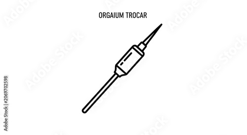 Surgical Trocar Instrument Icon - Medical Equipment Line Art