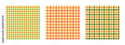 Foto Seamless Gingham Pattern Set in Autumnal Colors, Rustic Plaid Backgrounds for Fa
