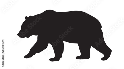 Cuadro en lienzo Black silhouette of a grizzly bear walking
