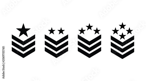 Billede på lærred Us military rank chevrons with stars for insignia and uniforms