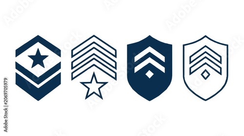 Foto Military rank insignia badges for various officer ranks