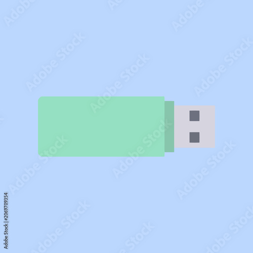A flat vector illustration of a green portable drive