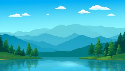Keuken achterwand Turquoise Serene mountain landscape with reflecting lake and pine trees  © ABU