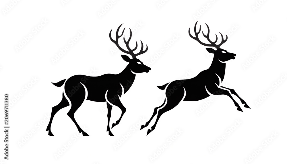 Fototapeta premium Minimalist Deer Silhouette Vector Illustration