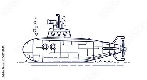 Foto Detailed illustration of a submarine.