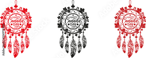 Canada day dreamcatcher variations red black white designs for patriotic celebrations