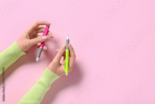 Female hands with different...