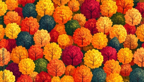 Vibrant autumn leaves in various colors.