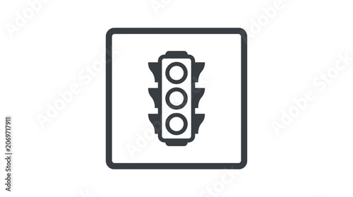 Traffic light icon for road safety and urban navigation.