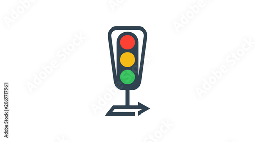 Traffic Light Icon with Red Yellow Green Signals for Road Safety.