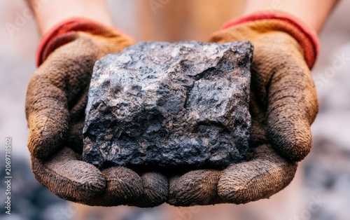 Close Up of Gloved Hands Holding Freshly Extracted Rock in Natural Setting