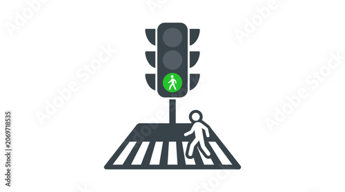 Icon of a pedestrian crossing the street with a green walk signal.