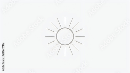 Minimal sun icon with delicate rays, flat modern UI design
