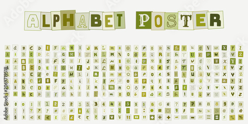 Tableau sur toile Alphabet Poster mit Buchstaben Zahlen und Symbolen fuer kreative Typografie Desi
