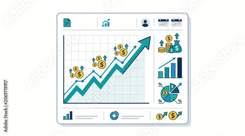 Colorful business graph with growth.