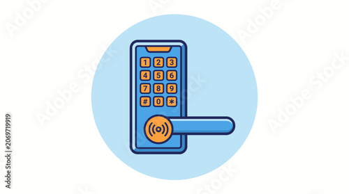 Digital door lock with keypad.