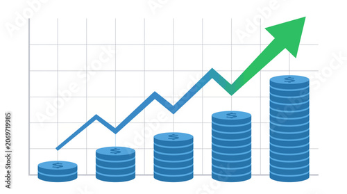 Increasing financial growth chart graph.