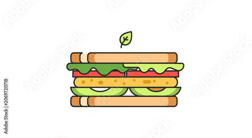 Flat vector illustration of a healthy vegetable sandwich.