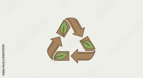 Eco friendly recycling symbol with green leaves illustration.