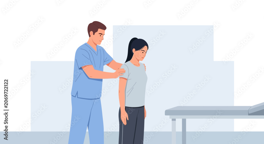 Obraz premium Physical Therapist Examining Patient's Shoulder in Clinic