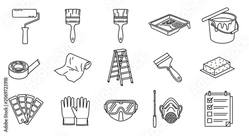 Tableau sur toile Painting and Home Renovation Icon Set