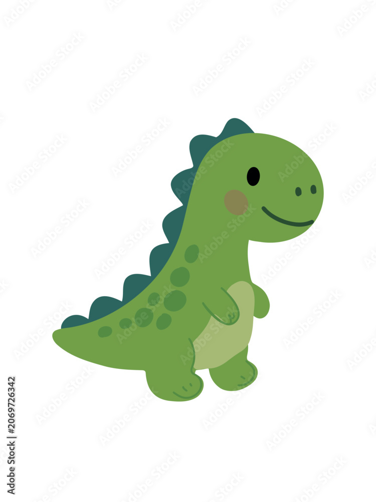 Fototapeta premium cute baby crocodile dinosaur green character isolated on clean white background