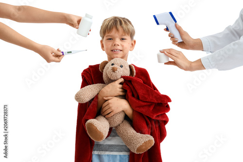 Little boy ill with chicken...