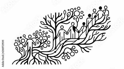 Fotografie Family lineage and generational connection in tree structure