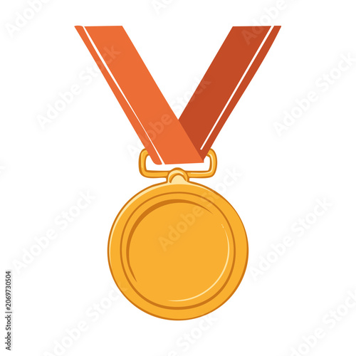 Gold Medal with Red Ribbon Icon