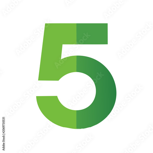 Green flat number five vector icon