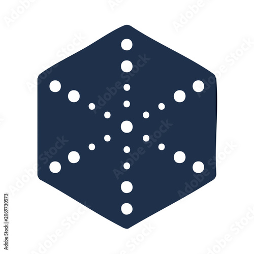 Hexagon with white dots on navy blue background