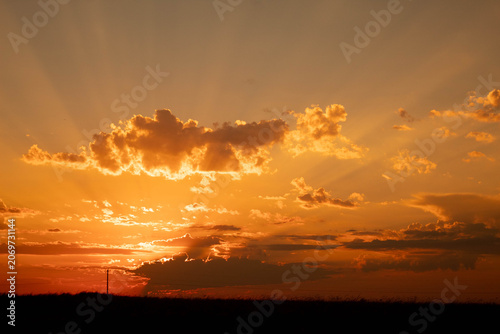 sunset in the orange clouds