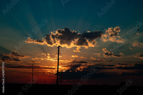 sunset in a deep blue sky