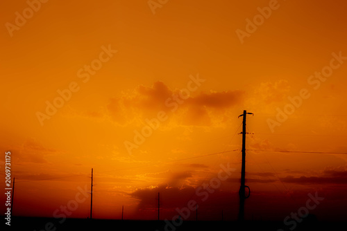 a misty orange sunset