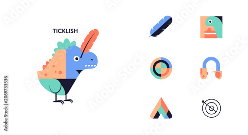 Konstfotografi Ticklish Geometric Dinosaur Vector and Icon Set