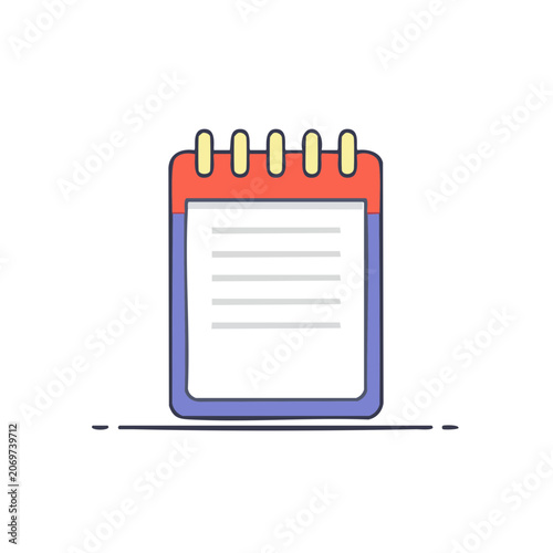 Flat vector illustration of a spiral-bound notepad