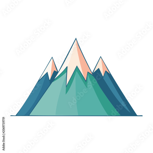 Flat vector illustration of layered mountain peaks