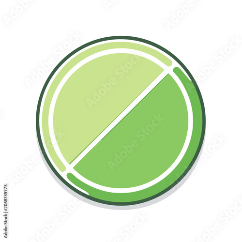 Green circle with diagonal line prohibition symbol