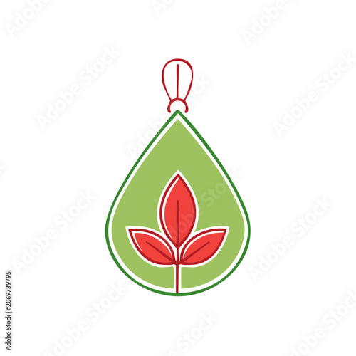 Green maple leaf pendant with red leaf design