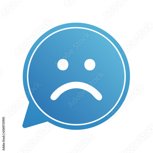 Sad emoji face in speech bubble vector icon