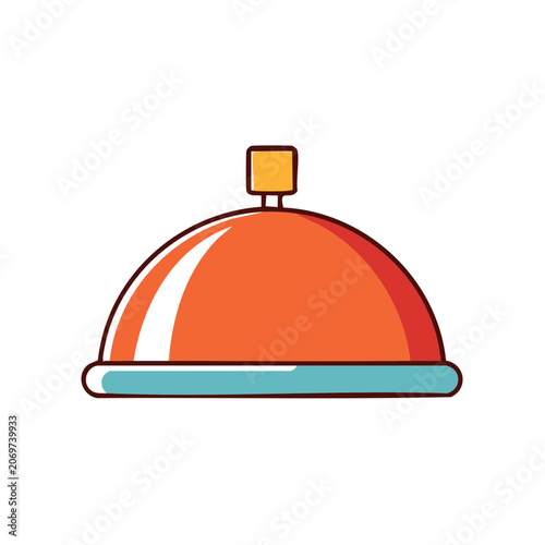 Orange bell with clapper flat vector icon