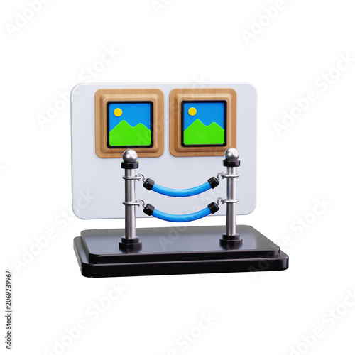 exhibition gallery 3d render icons